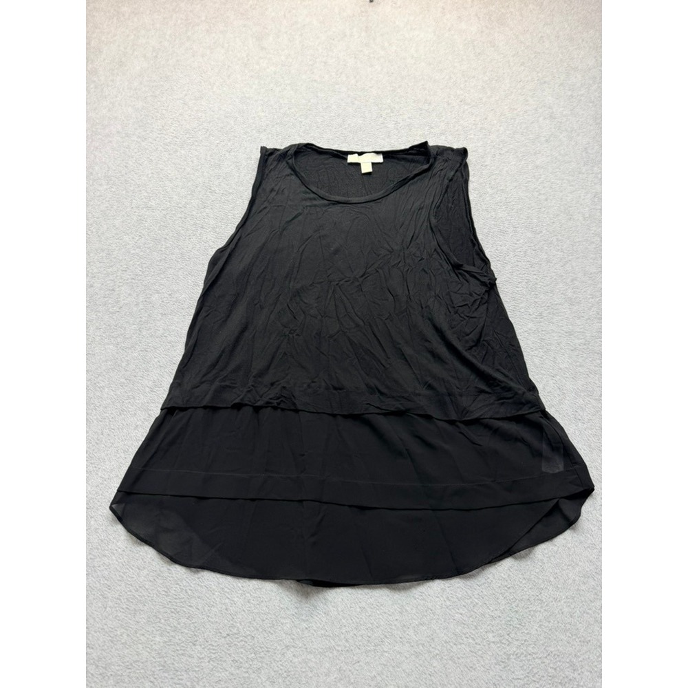 Michael Kors Womens Black Layered Sleeveless Knit Top Chiffon Hem 2X
